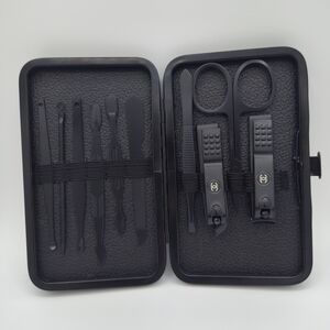 CHANEL Beauté Grooming Manicure Travel Set Black Stainless Steel Tools Case